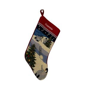 Lands end home Christmas stocking Personalized Needlepoint "Grammie" Pengiuns Sn
